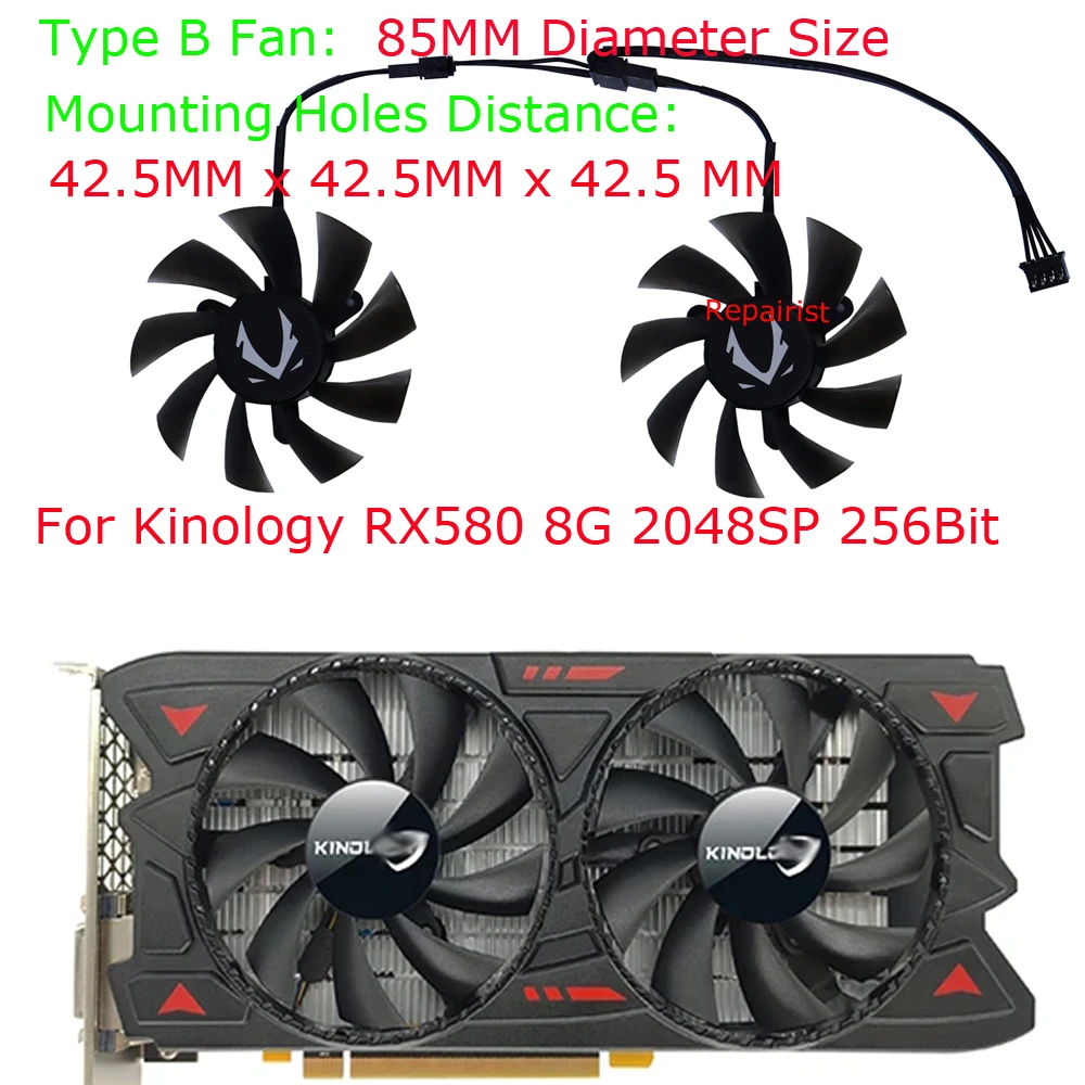 Rx 580 8Gb 2048Sp Gpu - 2 pièces/ensemble, XY-D09015B, vecGPU refroidisseur, ventilateur